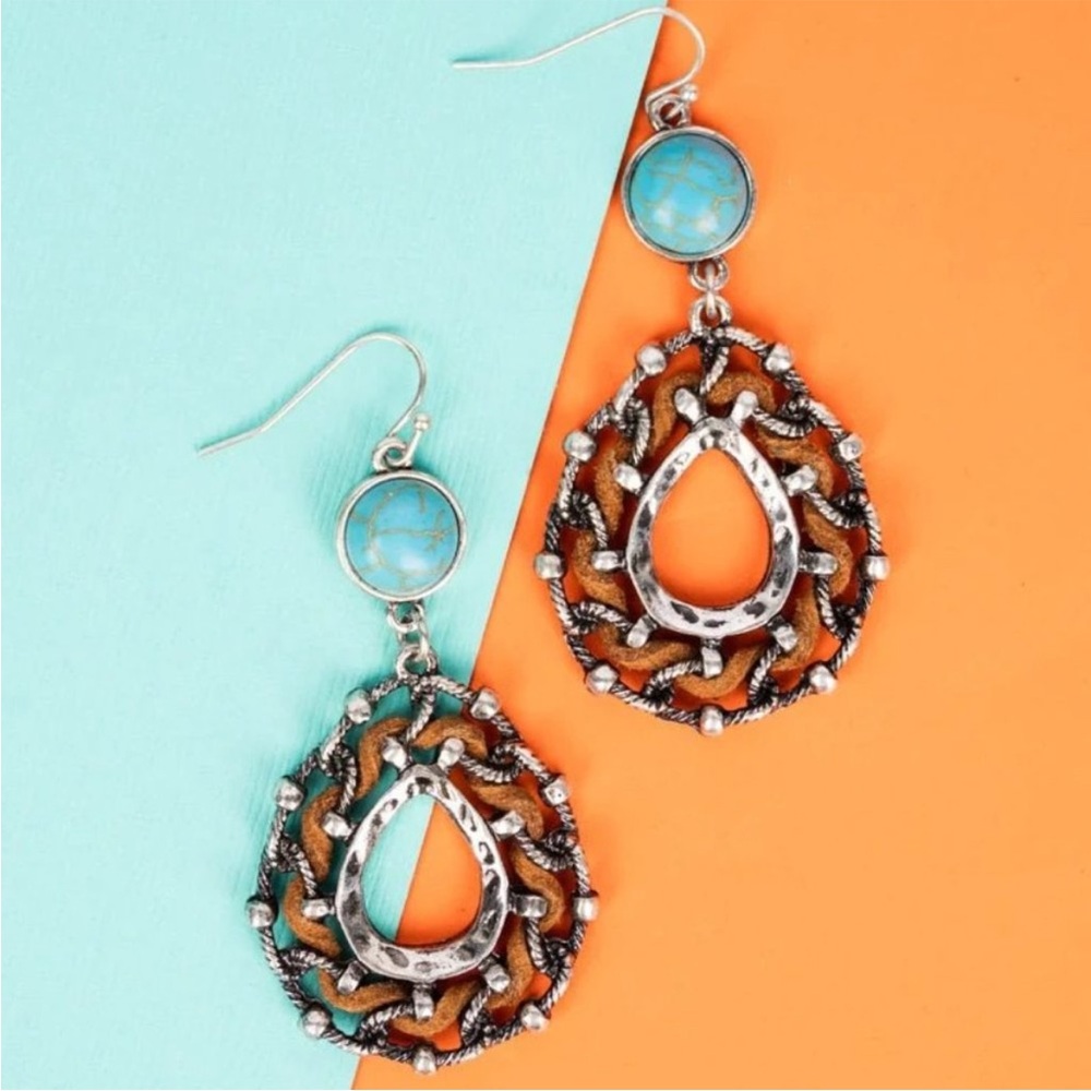 Silver and Turquoise Drop Earrings